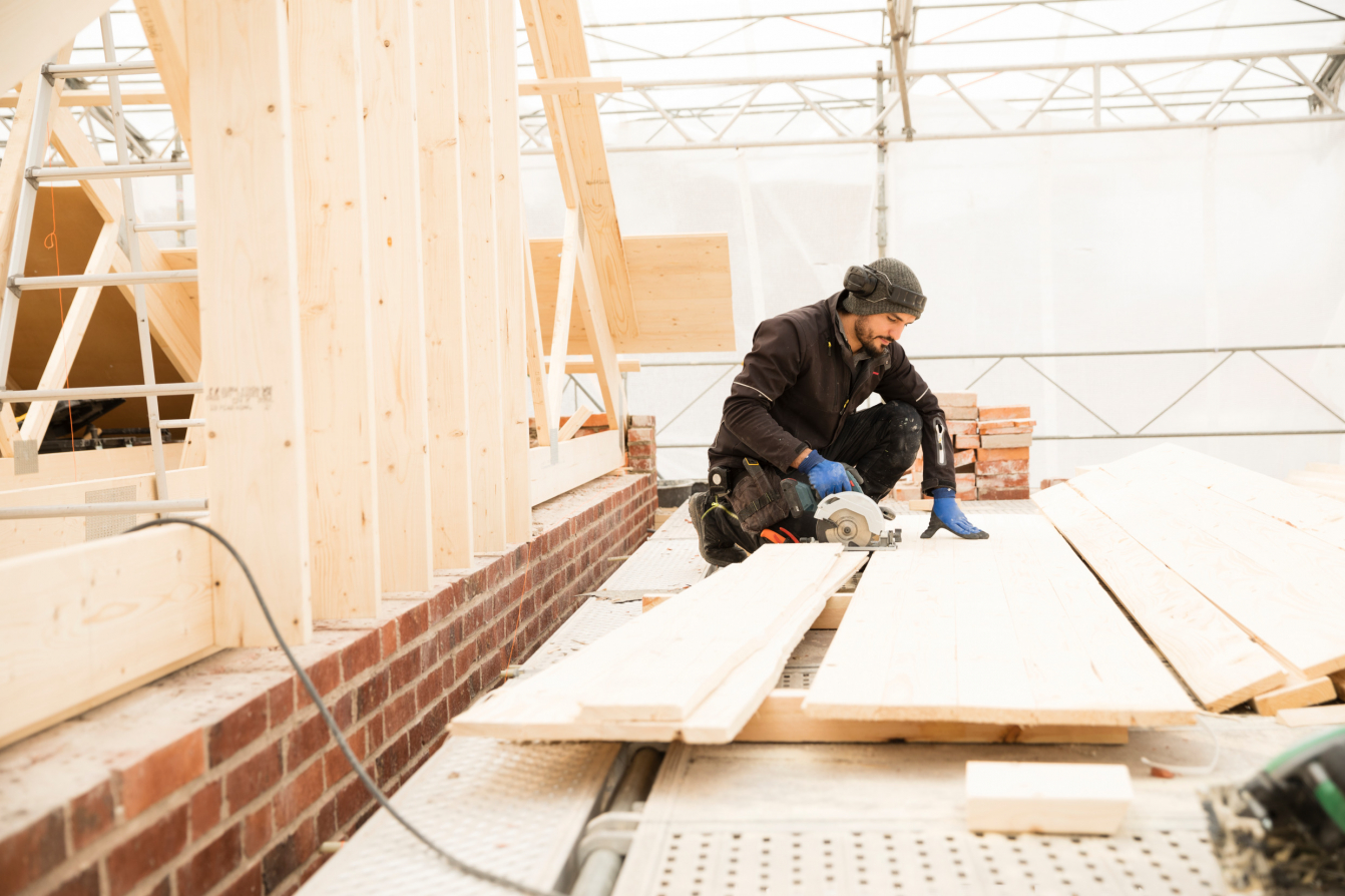 Construction worker on worksire